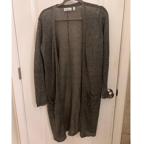 525 America 100% Linen Open Long Cardigan Duster Quiet Luxury Boho chic Preppy - Picture 3 of 12